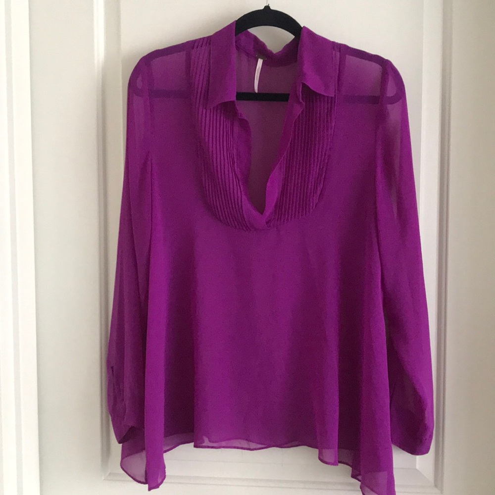 Free People sheer top - fushia